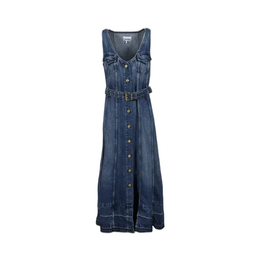 Light Denim Belt Midi Dress / Mid Blu Vintage