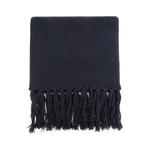 Officine Generale Fringed Ribbed Knit Scarf
