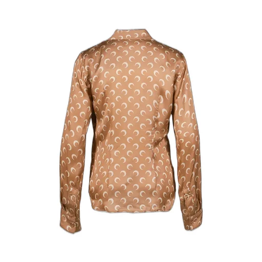Moon Satin Shirt Blouse / D Camel