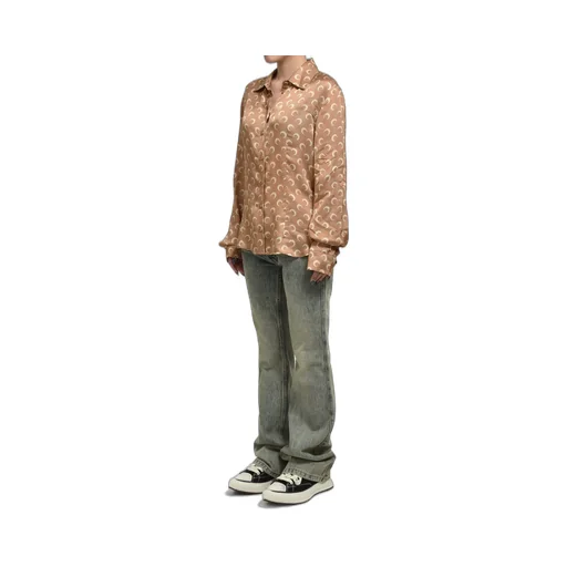 Moon Satin Shirt Blouse / D Camel