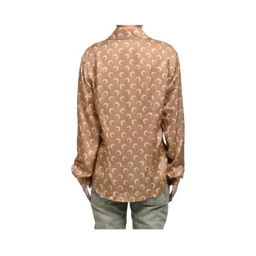 Moon Satin Shirt Blouse / D Camel