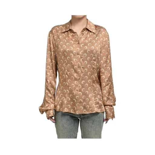 Moon Satin Shirt Blouse / D Camel