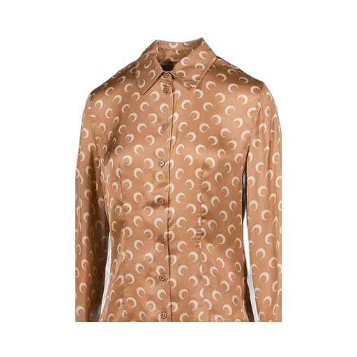 Moon Satin Shirt Blouse / D Camel