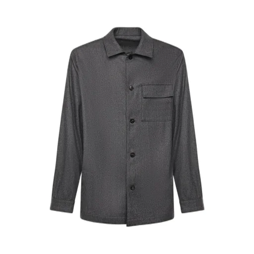 Michael Coal Wool Button-Up Shirt