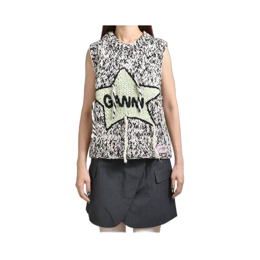 Graphic Wool Handknit Vest / Pnk