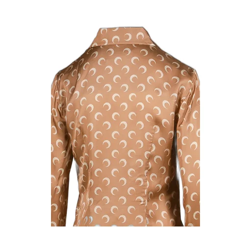 Moon Satin Shirt Blouse / D Camel