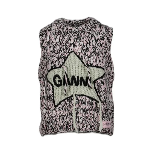 Graphic Wool Handknit Vest / Pnk