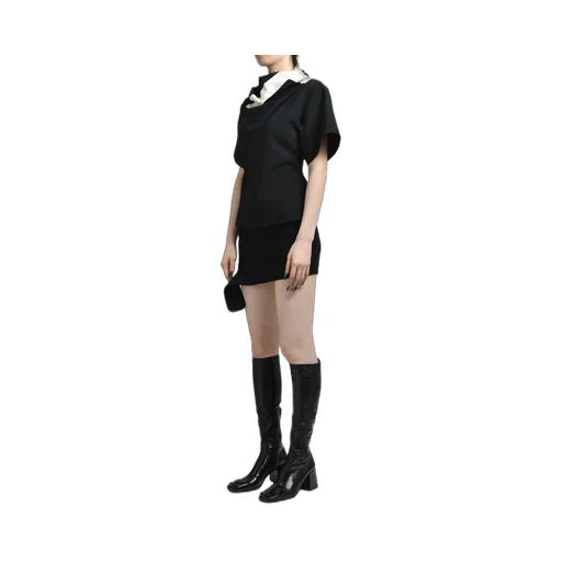 Scarf Polywool Top / Black