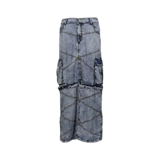 Stonewashed Convertible Skirt / Blu