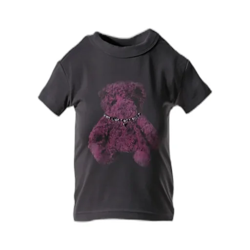 Charcoal Studded Bear Cropped T-Shirt / Charcoal