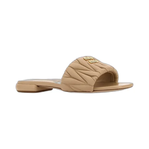 Miu Miu Logo Lettering Square Toe Sandals