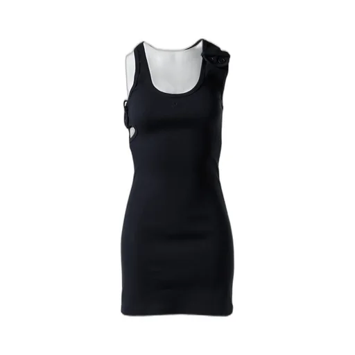 Double Buckle 90's Rib Dress / Blk