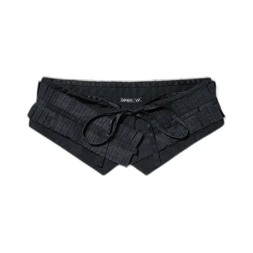 Pleats Layered Pouch Belt / Blk