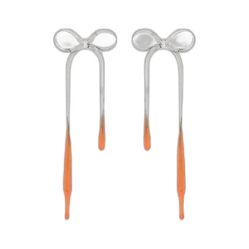 Laced Bow Earrings / Silver