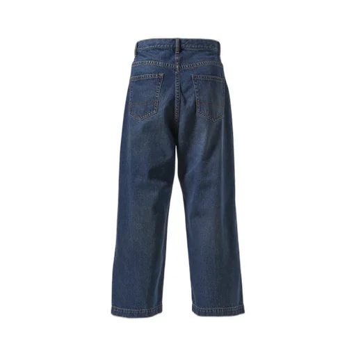 90'loose Straight Pants - Damaged Denim / Indigo