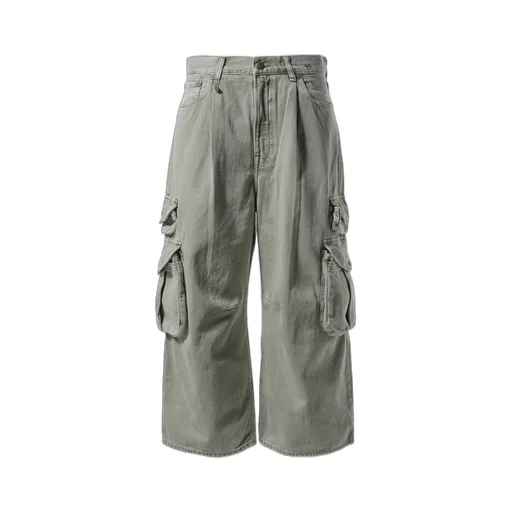 Cropped Multi Pocket Cargo / Grn
