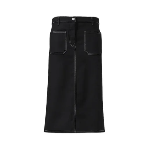 2-Pocket Denim Skirt / Blk/Wht