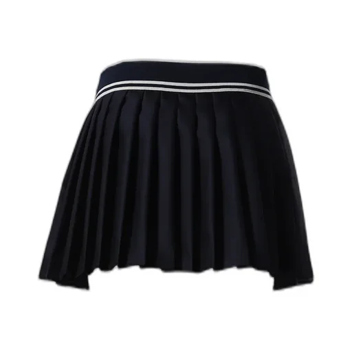 Abigail Wool Pleated Skirt / Navy Cream