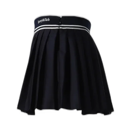 Abigail Wool Pleated Skirt / Navy Cream