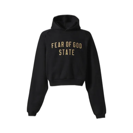 Fleece Cropped Hoodie / Black