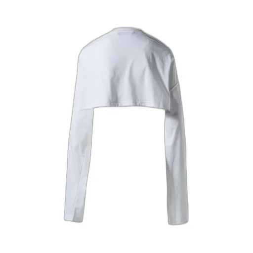 Scrunched Logo Long Sleeve Crop Top / Wht