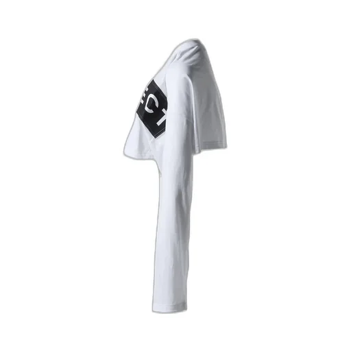 Scrunched Logo Long Sleeve Crop Top / Wht
