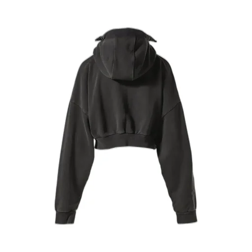 Cropped Full Zip / Washed Black