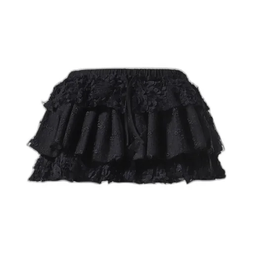 Girlfriend Lace Ruffle Mini Skirt / Blk