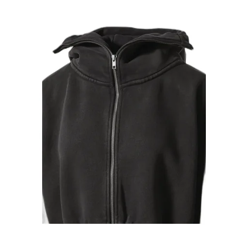Cropped Full Zip / Washed Black