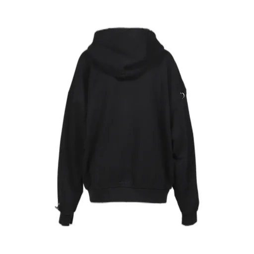 Piercing Detail Zip-Up Hoodie / Blk