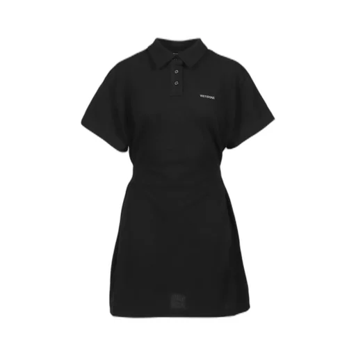 Side Pleated Polo Dress / Blk