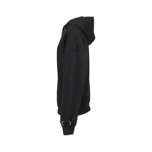 Piercing Detail Zip-Up Hoodie / Blk