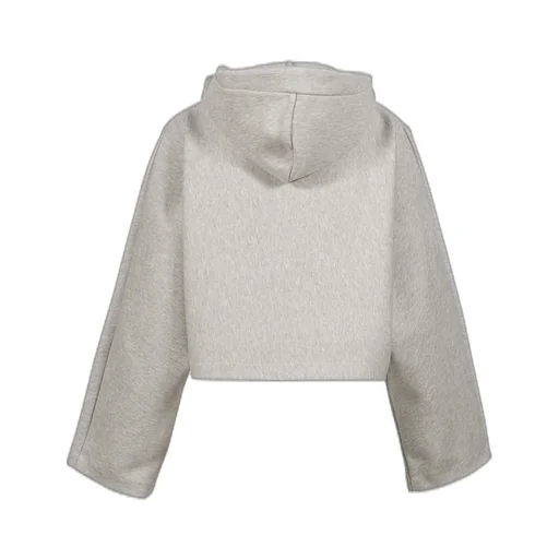 Bonded Cotton Cropped Bat Sleeves Hoodie With Embossing / Gry Gaultier