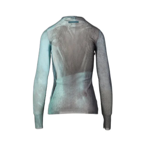 Mesh Long Sleeves Top Printed / Ind Vintageblu Water