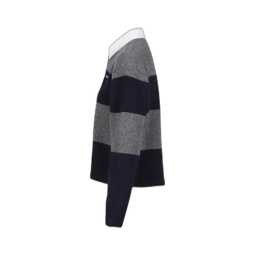 Serif Logo Cashmere Rugby Polo / Heather Gry/Dark Nvy