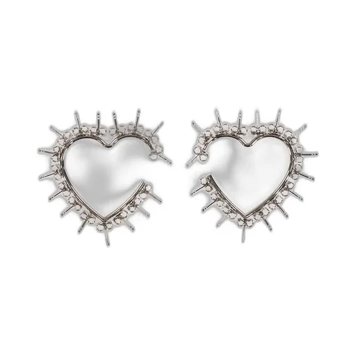 Heart Stud Hoops / Sil