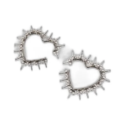 Heart Stud Hoops / Sil