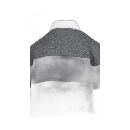 Serif Logo Cashmere Rugby Polo / Heather Gry/Dark Nvy