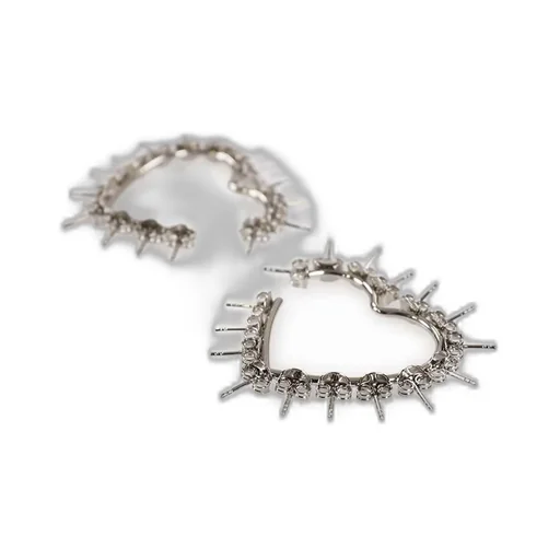 Heart Stud Hoops / Sil