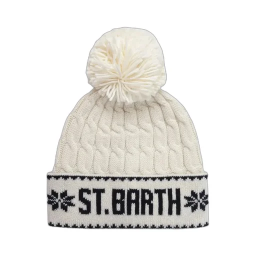 Mc2 Saint Barth Pom Pom Cable Knit Hat
