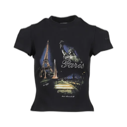 Paris Tourist Front Sleeve Baby T-Shirt / Blk