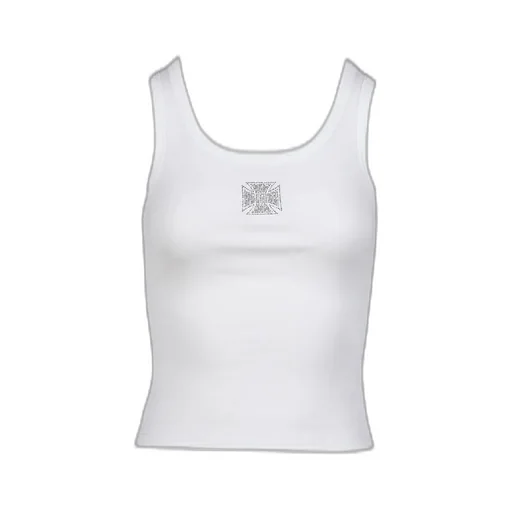 Crystal Biker Cross Tanktop / Wht