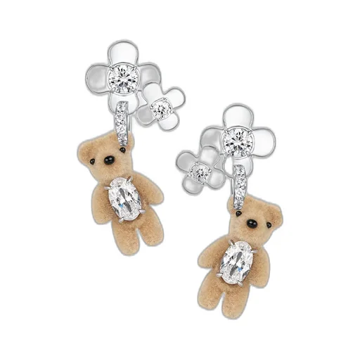 Mini Bear Flower Earring / Brw