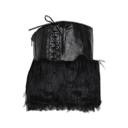 Faux Fur Cropped Skirts / Blk