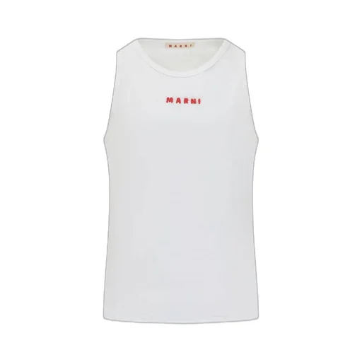Marni Logo-Embroidered Scoop-Neck Tank Top