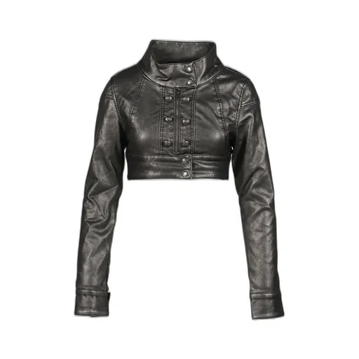 Pu Military Cropped Jacket / Blk