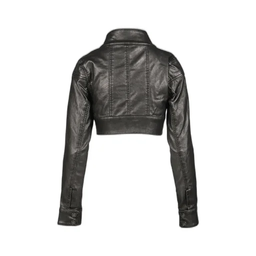 Pu Military Cropped Jacket / Blk