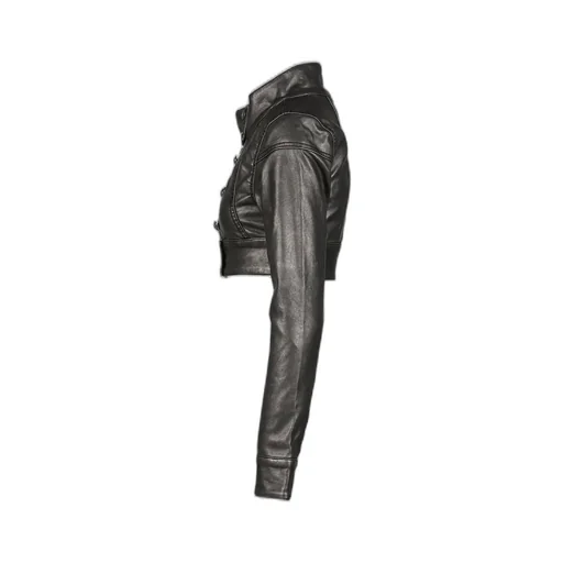 Pu Military Cropped Jacket / Blk