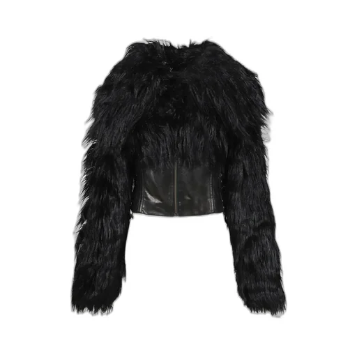 Faux Fur Cropped Jacket / Blk