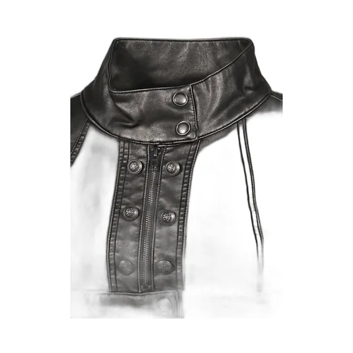 Pu Military Cropped Jacket / Blk
